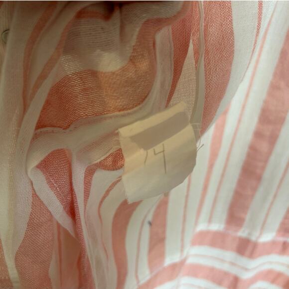 NWOT Lemlem Pink & White Striped Caftan – One Size, Snap Front, Fringe Hem - Picture 5 of 8